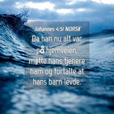 Picture 04 - Johannes 4:51 NORSK - Da han nu alt var på hjemveien, møtte hans - Bible Verse Picture