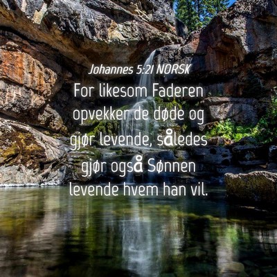 Picture 04 - Johannes 5:21 NORSK - For likesom Faderen opvekker de døde og gjør - Bible Verse Picture