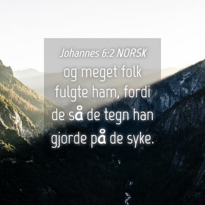 Picture 04 - Johannes 6:2 NORSK - og meget folk fulgte ham, fordi de så de tegn - Bible Verse Picture