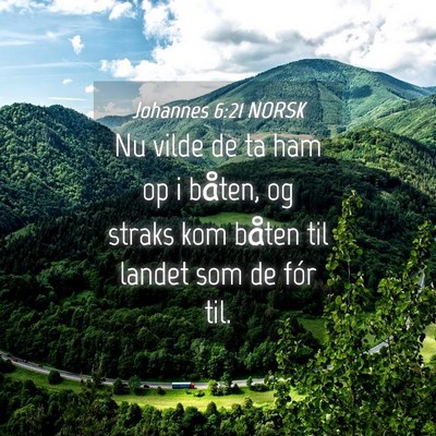 Picture 04 - Johannes 6:21 NORSK - Nu vilde de ta ham op i båten, og straks kom - Bible Verse Picture