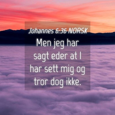 Picture 04 - Johannes 6:36 NORSK - Men jeg har sagt eder at I har sett mig og tror - Bible Verse Picture