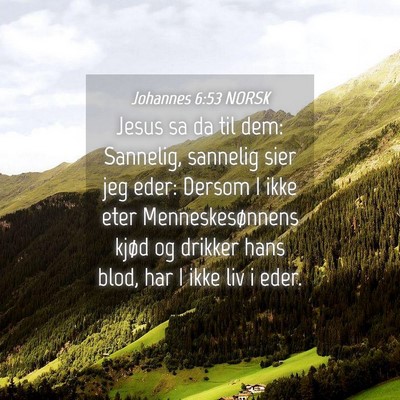 Picture 04 - Johannes 6:53 NORSK - Jesus sa da til dem: Sannelig, sannelig sier jeg - Bible Verse Picture