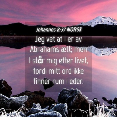 Picture 04 - Johannes 8:37 NORSK - Jeg vet at I er av Abrahams ætt; men I står mig - Bible Verse Picture