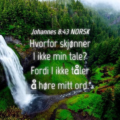 Picture 04 - Johannes 8:43 NORSK - Hvorfor skjønner I ikke min tale? Fordi I ikke - Bible Verse Picture