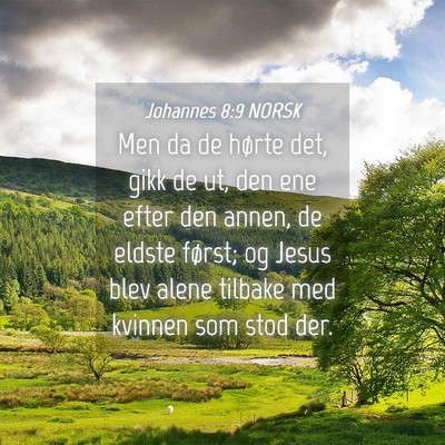 Picture 04 - Johannes 8:9 NORSK - Men da de hørte det, gikk de ut, den ene efter - Bible Verse Picture