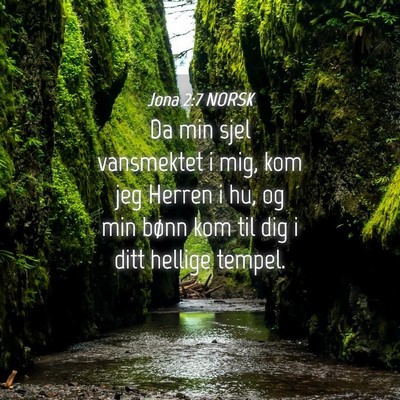 Picture 04 - Jona 2:7 NORSK - Da min sjel vansmektet i mig, kom jeg Herren i - Bible Verse Picture