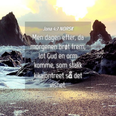 Picture 04 - Jona 4:7 NORSK - Men dagen efter, da morgenen brøt frem, lot Gud - Bible Verse Picture