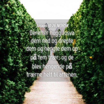 Picture 04 - Josvas 10:26 NORSK - Derefter hugg Josva dem ned og drepte dem og - Bible Verse Picture