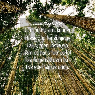 Picture 04 - Josvas 10:33 NORSK - Da drog Horam, kongen i Geser, op for å hjelpe - Bible Verse Picture