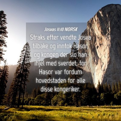Picture 04 - Josvas 11:10 NORSK - Straks efter vendte Josva tilbake og inntok - Bible Verse Picture