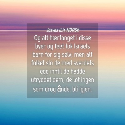 Picture 04 - Josvas 11:14 NORSK - Og alt hærfanget i disse byer og feet tok - Bible Verse Picture