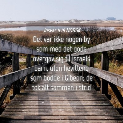 Picture 04 - Josvas 11:19 NORSK - Det var ikke nogen by som med det gode overgav - Bible Verse Picture