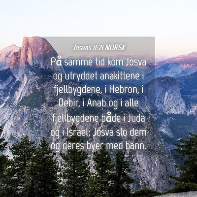 Picture 04 - Josvas 11:21 NORSK - På samme tid kom Josva og utryddet anakittene i - Bible Verse Picture