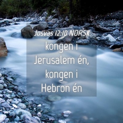 Picture 04 - Josvas 12:10 NORSK - kongen i Jerusalem én, kongen i Hebron - Bible Verse Picture