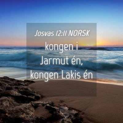 Picture 04 - Josvas 12:11 NORSK - kongen i Jarmut én, kongen Lakis - Bible Verse Picture