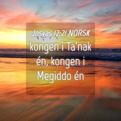 Picture 04 - Josvas 12:21 NORSK - kongen i Ta'nak én, kongen i Megiddo - Bible Verse Picture
