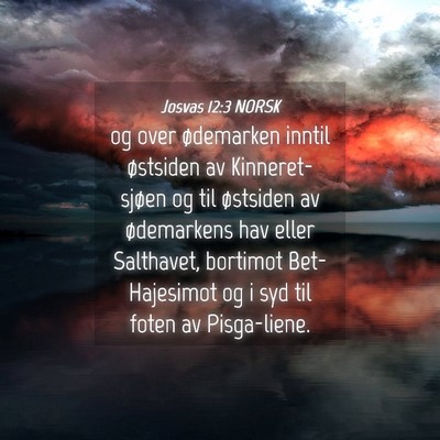 Picture 04 - Josvas 12:3 NORSK - og over ødemarken inntil østsiden av - Bible Verse Picture