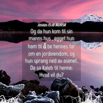 Picture 04 - Josvas 15:18 NORSK - Og da hun kom til sin manns hus , egget hun ham - Bible Verse Picture