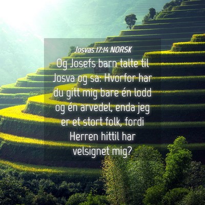 Picture 04 - Josvas 17:14 NORSK - Og Josefs barn talte til Josva og sa: Hvorfor har - Bible Verse Picture