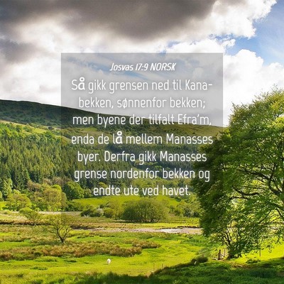 Picture 04 - Josvas 17:9 NORSK - Så gikk grensen ned til Kana-bekken, sønnenfor - Bible Verse Picture