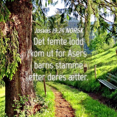 Picture 04 - Josvas 19:24 NORSK - Det femte lodd kom ut for Asers barns stamme - Bible Verse Picture