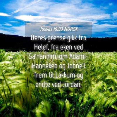 Picture 04 - Josvas 19:33 NORSK - Deres grense gikk fra Helef, fra eken ved - Bible Verse Picture
