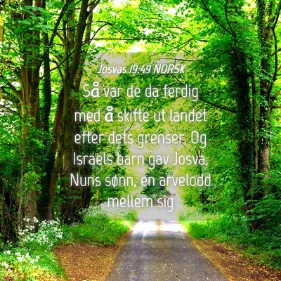 Picture 04 - Josvas 19:49 NORSK - Så var de da ferdig med å skifte ut landet - Bible Verse Picture