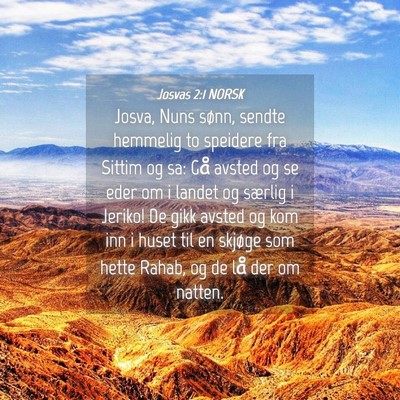 Picture 04 - Josvas 2:1 NORSK - Josva, Nuns sønn, sendte hemmelig to speidere - Bible Verse Picture