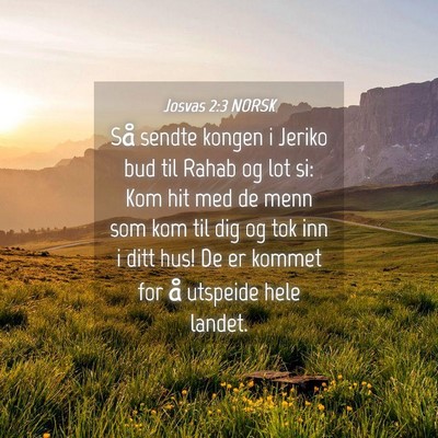 Picture 04 - Josvas 2:3 NORSK - Så sendte kongen i Jeriko bud til Rahab og lot - Bible Verse Picture