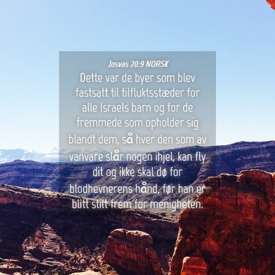 Picture 04 - Josvas 20:9 NORSK - Dette var de byer som blev fastsatt til - Bible Verse Picture