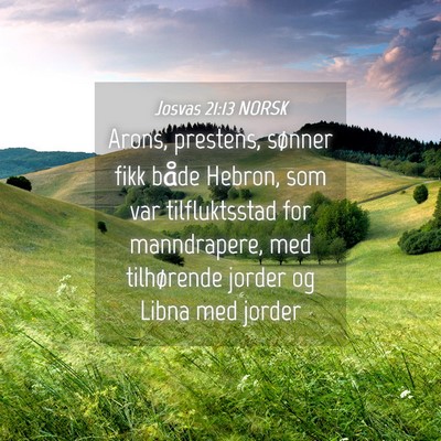 Picture 04 - Josvas 21:13 NORSK - Arons, prestens, sønner fikk både Hebron, som - Bible Verse Picture