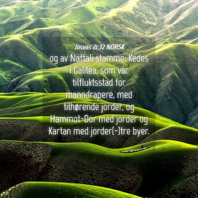 Picture 04 - Josvas 21:32 NORSK - og av Naftali stamme: Kedes i Galilea, som var - Bible Verse Picture