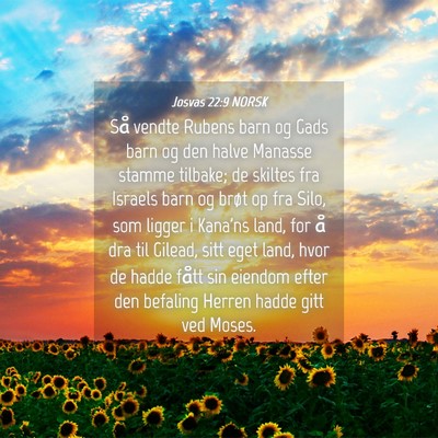 Picture 04 - Josvas 22:9 NORSK - Så vendte Rubens barn og Gads barn og den halve - Bible Verse Picture