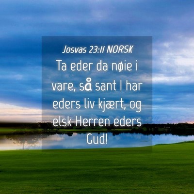 Picture 04 - Josvas 23:11 NORSK - Ta eder da nøie i vare, så sant I har eders liv - Bible Verse Picture