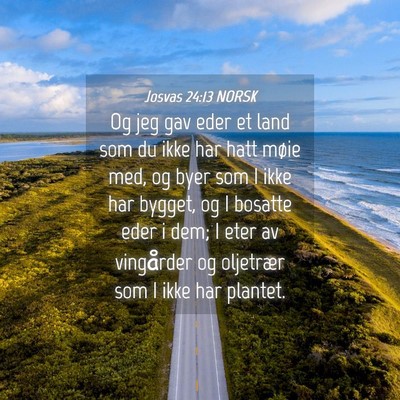 Picture 04 - Josvas 24:13 NORSK - Og jeg gav eder et land som du ikke har hatt - Bible Verse Picture