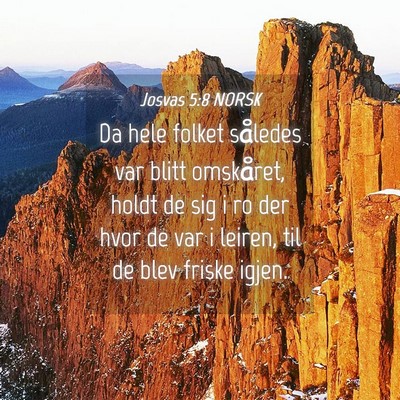 Picture 04 - Josvas 5:8 NORSK - Da hele folket således var blitt omskåret, - Bible Verse Picture