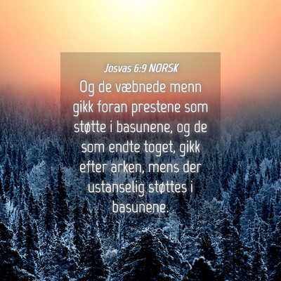 Picture 04 - Josvas 6:9 NORSK - Og de væbnede menn gikk foran prestene som - Bible Verse Picture