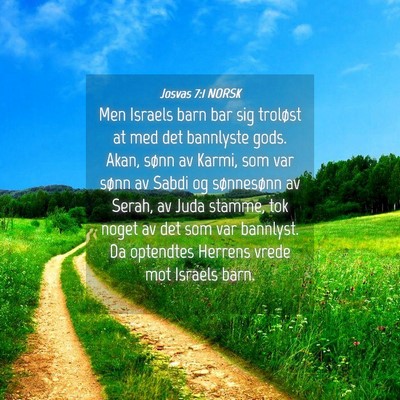 Picture 04 - Josvas 7:1 NORSK - Men Israels barn bar sig troløst at med det - Bible Verse Picture