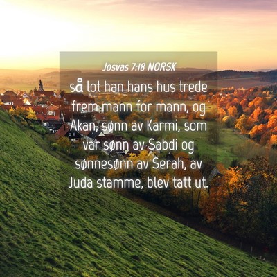 Picture 04 - Josvas 7:18 NORSK - så lot han hans hus trede frem mann for mann, og - Bible Verse Picture