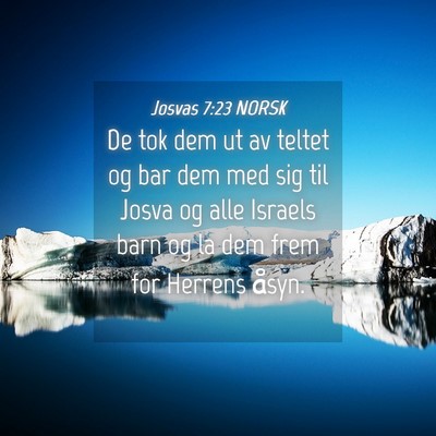 Picture 04 - Josvas 7:23 NORSK - De tok dem ut av teltet og bar dem med sig til - Bible Verse Picture