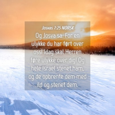 Picture 04 - Josvas 7:25 NORSK - Og Josva sa: For en ulykke du har ført over oss! - Bible Verse Picture
