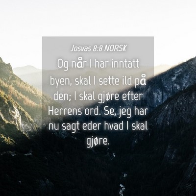 Picture 04 - Josvas 8:8 NORSK - Og når I har inntatt byen, skal I sette ild på - Bible Verse Picture