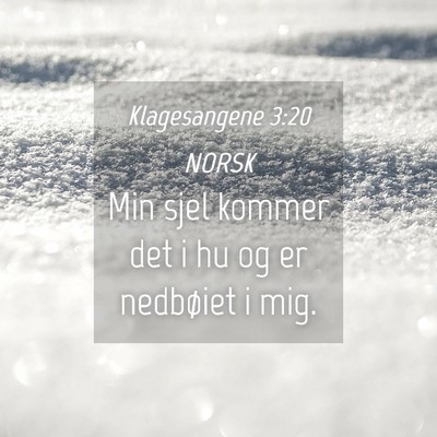 Picture 04 - Klagesangene 3:20 NORSK - Min sjel kommer det i hu og er nedbøiet i - Bible Verse Picture