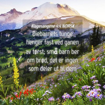 Picture 04 - Klagesangene 4:4 NORSK - Diebarnets tunge henger fast ved ganen av tørst; - Bible Verse Picture