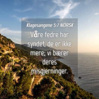 Picture 04 - Klagesangene 5:7 NORSK - Våre fedre har syndet, de er ikke mere; vi - Bible Verse Picture
