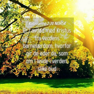 Picture 04 - Kolosserne 2:20 NORSK - Er I avdød med Kristus fra verdens barnelærdom, - Bible Verse Picture