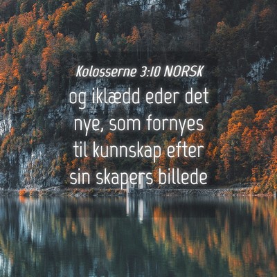 Picture 04 - Kolosserne 3:10 NORSK - og iklædd eder det nye, som fornyes til kunnskap - Bible Verse Picture