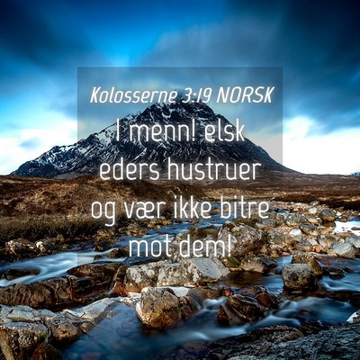 Picture 04 - Kolosserne 3:19 NORSK - I menn! elsk eders hustruer og vær ikke bitre - Bible Verse Picture