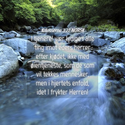 Picture 04 - Kolosserne 3:22 NORSK - I tjenere! vær lydige i alle ting imot eders - Bible Verse Picture