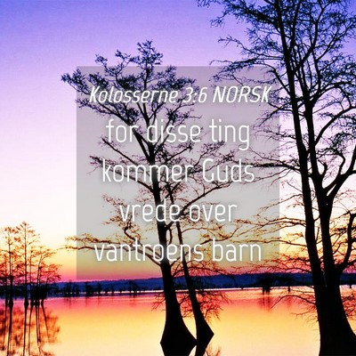 Picture 04 - Kolosserne 3:6 NORSK - for disse ting kommer Guds vrede over vantroens - Bible Verse Picture